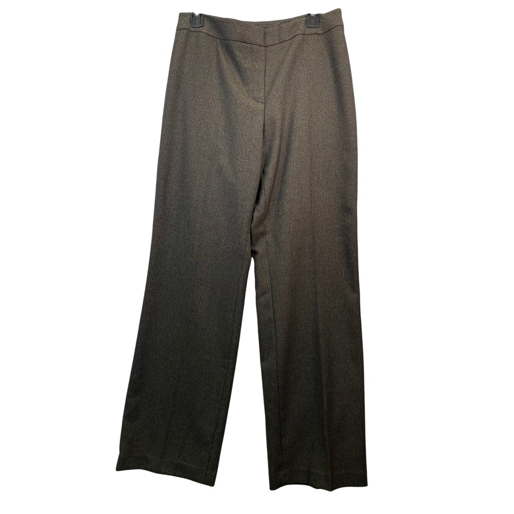 Jones New York Collection Women Stretch Pants Size 8 Brown Herringbone Wide Leg